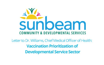 Letter to Dr. Williams, Chief Medical Officer of Health:  Vaccination Prioritization of Developmental Service Sector