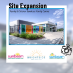 Site expansion Family and Children Services: Family Centre Sunbeam Developmental Resource Centre logo, Brightside ABA Services logo, Sunbeam Community and Development logo