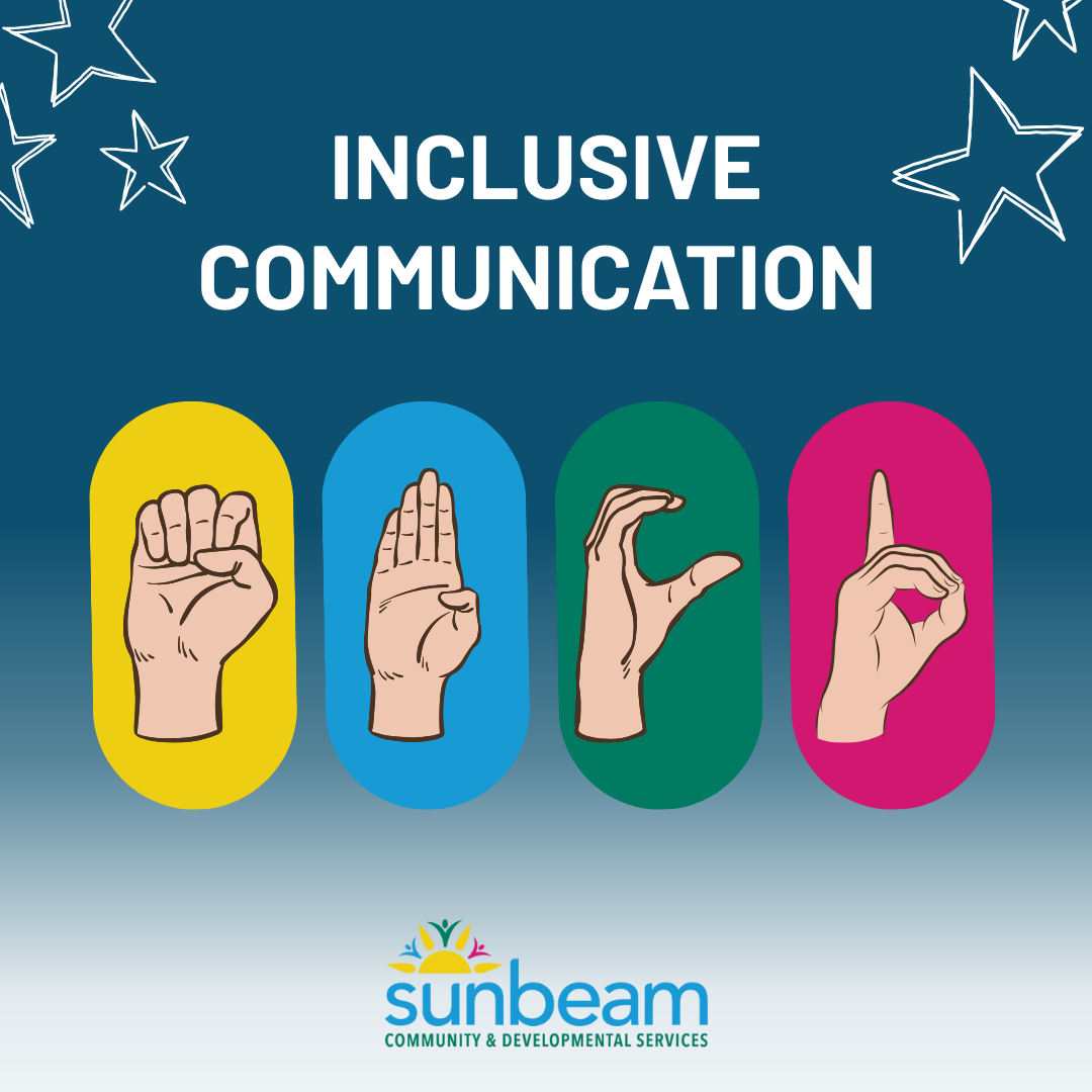 Inclusive Communication image. Hands depicted, showing sign language